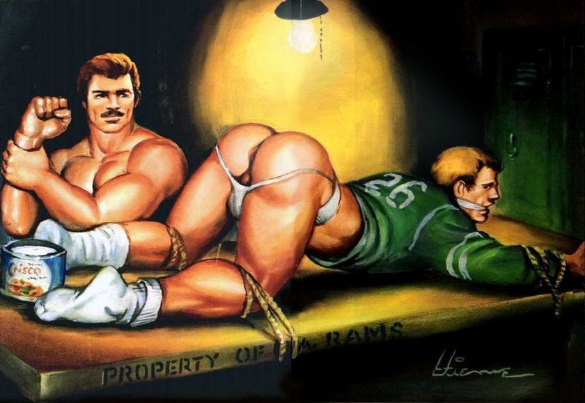 Bondage fisting art by famous gay artist Etienne