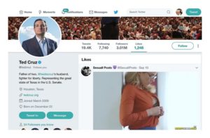 la cuenta de twitter de Ted Cruz mostrando un me gusta de reality kings milf hunter porn con Corey Chase