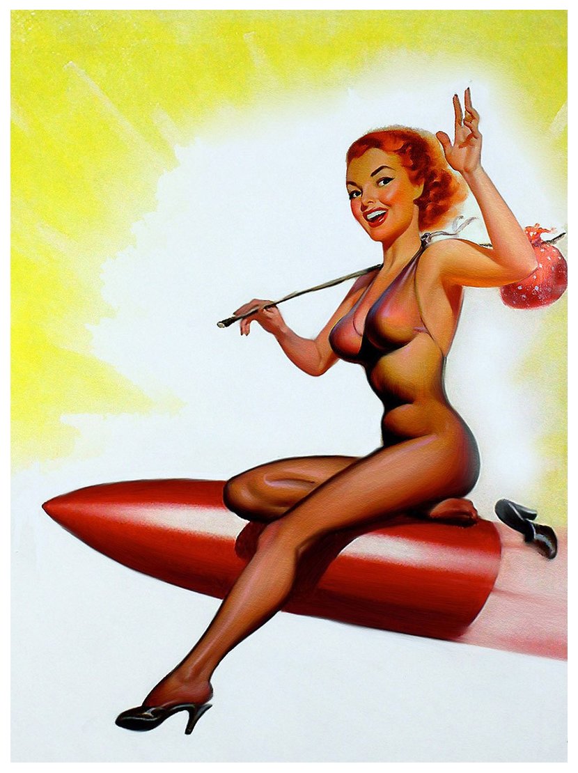 Pinup art rocket rider