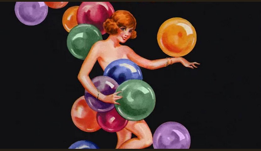 vaudeville burlesque balloon act vintage pinup pulp magazine cover art