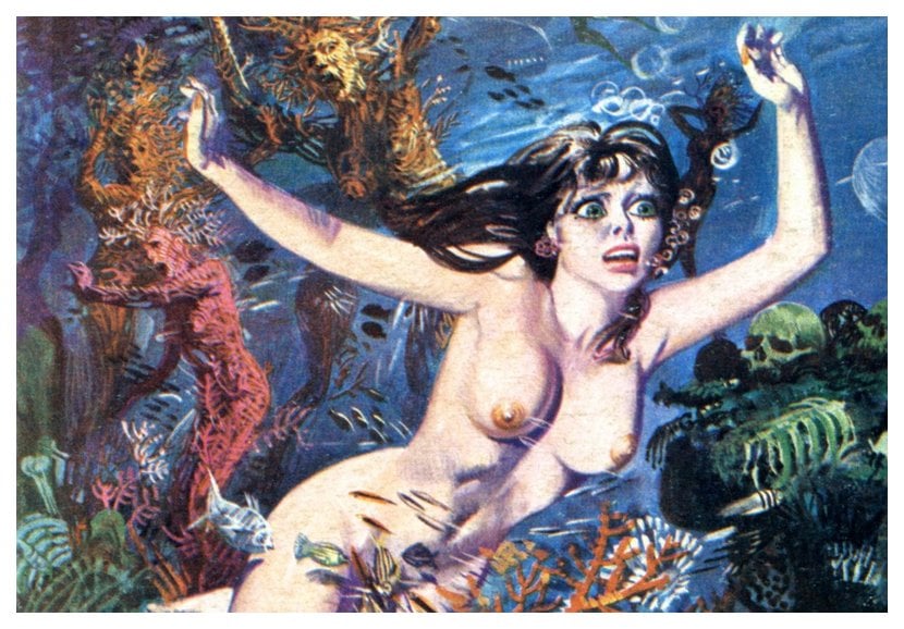 swimming nude menaced by kelp monsters