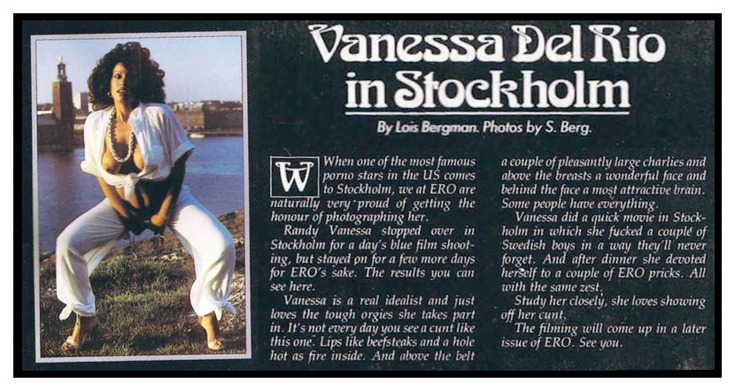 Stockholm Sweden Porn - Vanessa Del Rio Goes To Stockholm - vPorn blog